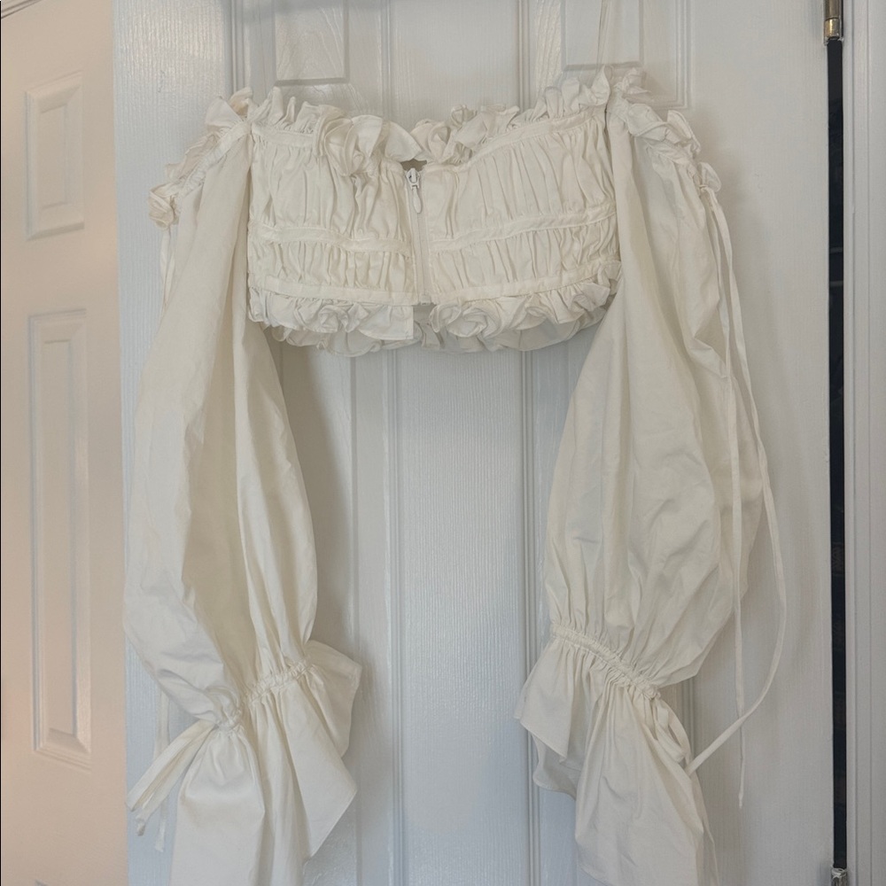 House of CB White Off-Shoulder Ruffle Crop Top - Picture 5 of 5
